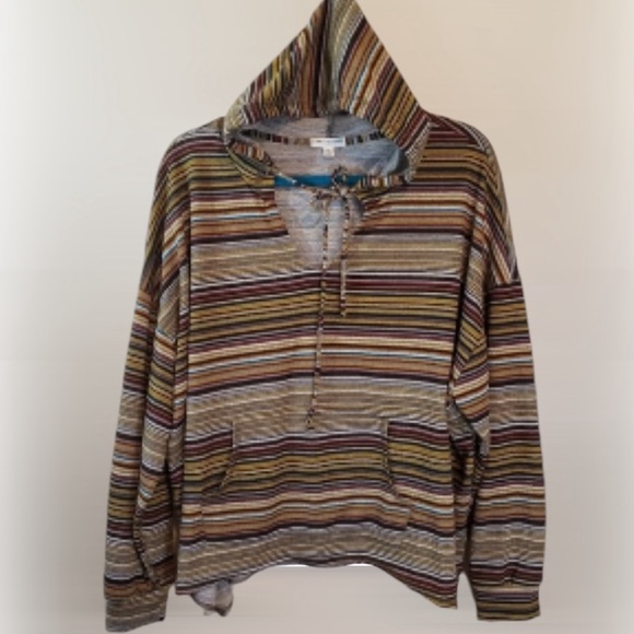 EARTHBOUND SWEATER. OVERSIZED CROP DRAWSTRING HOODIE. BOXI FIT, KANGAROO POCKET - Picture 4 of 16